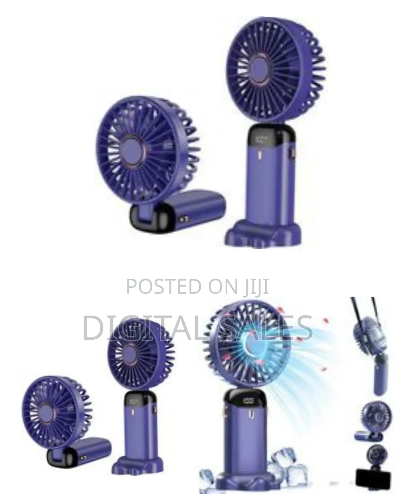 Compact Handheld Fan With Digital Display - Multicolor