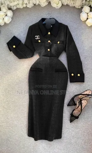 Women's Elegant Long Sleeve Coat and Skirt