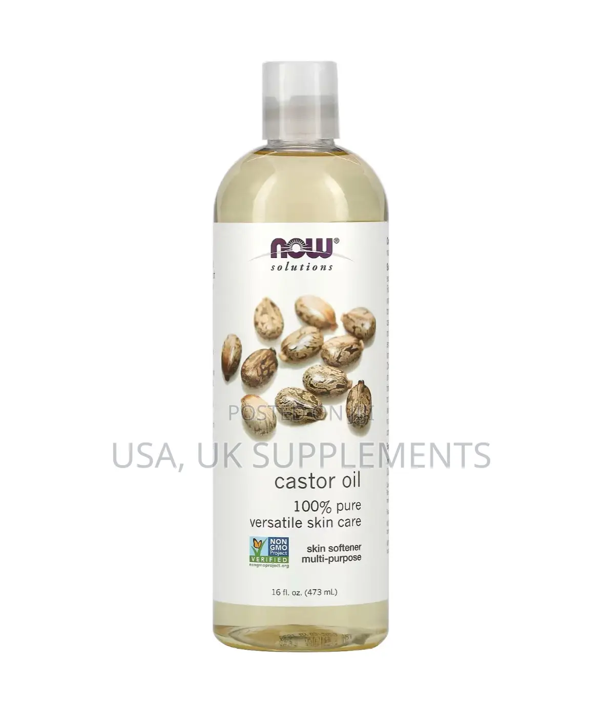 Now Solutions 100% Pure Castor Oil 473ml Hair,Lashes,Skin,Brows,Beards