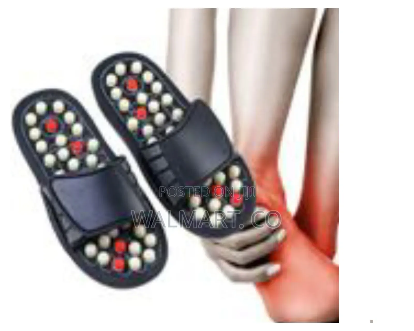 44-45 Reflexology Silicone Acupressure Slippers Massage-Black