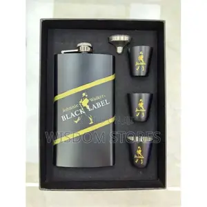 Johnnie Walker Black Label Hip Flask Gift Set- Multi Colours