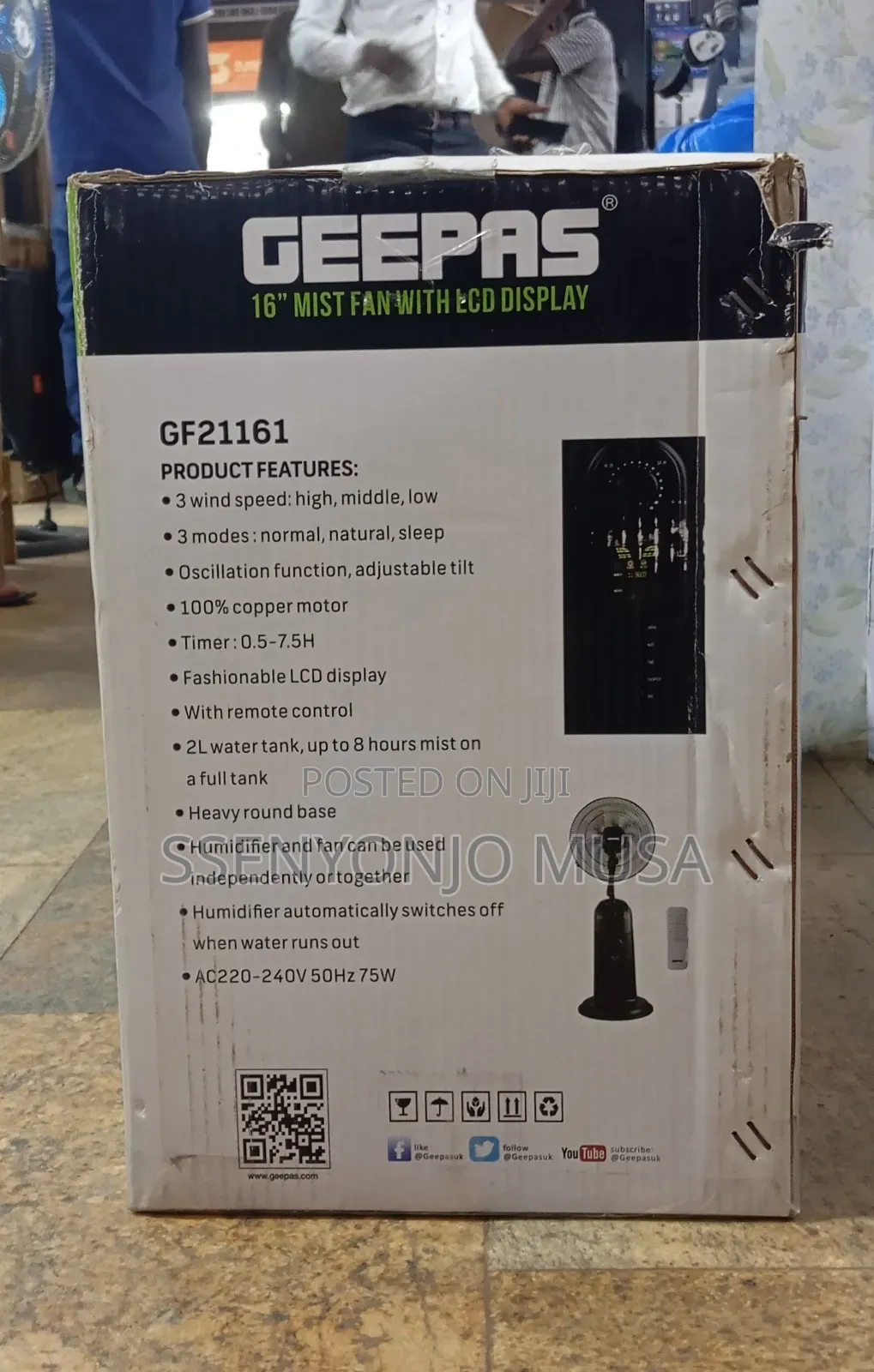 Geepas 16-inch Mist Fan With Led Display Remote Control – Gf21161