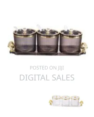 3-Piece Elegant Ribbed Canister Set With Gold Accents