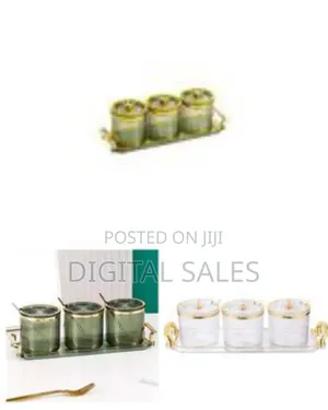 3-Piece Elegant Ribbed Canister Set With Gold Accents