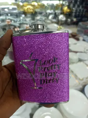 Look Pretty Play Dirty Glitter Hip Flask, 8 Oz - Hot Pink