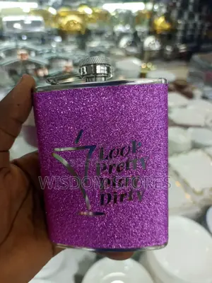 Look Pretty Play Dirty Glitter Hip Flask, 8 Oz - Hot Pink