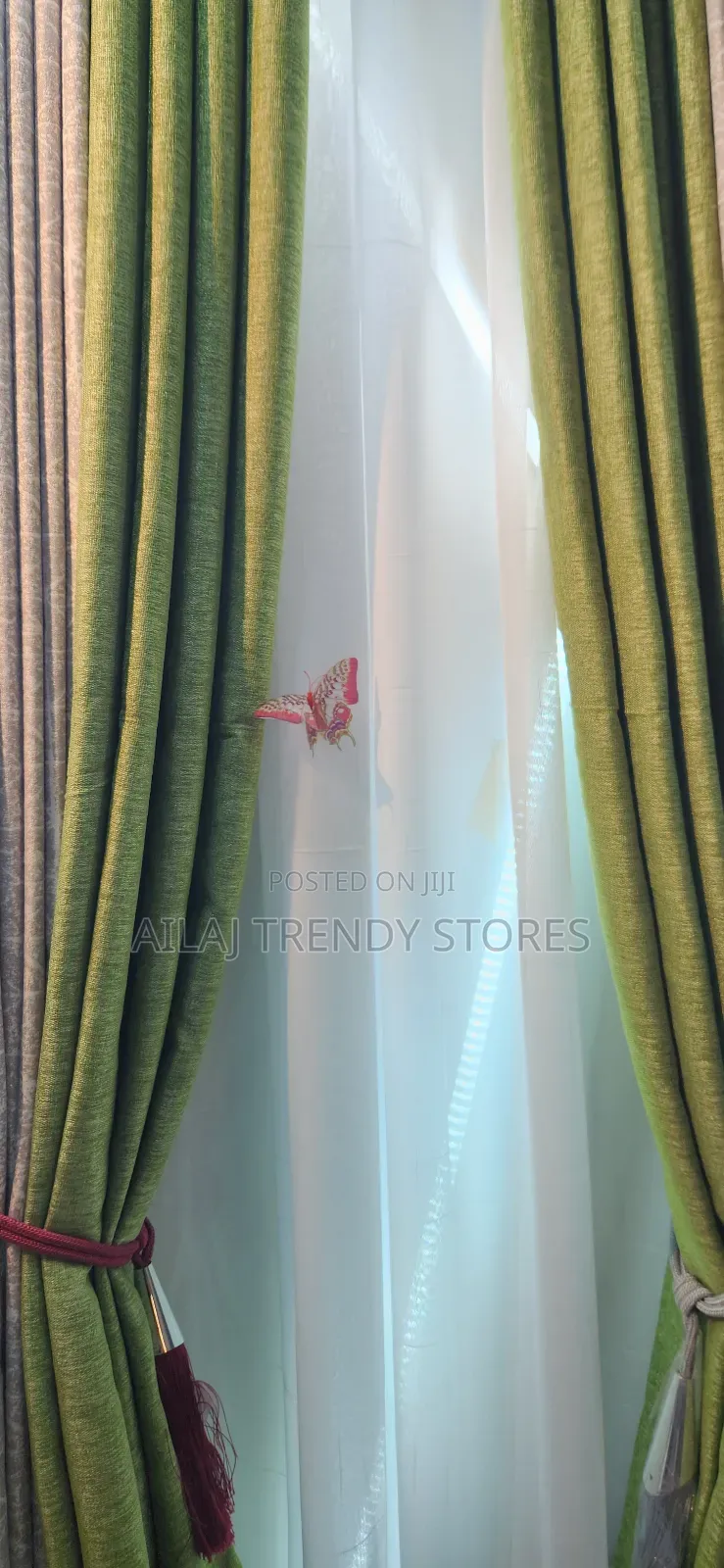 Green Kikutiya Curtains Per Metre