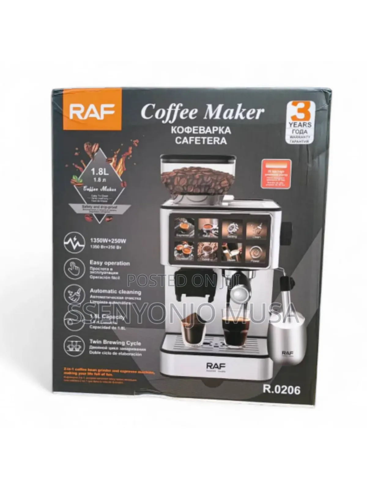 Raf Commercial Espresso Coffee Machine 1350w Smart Coffee Maker