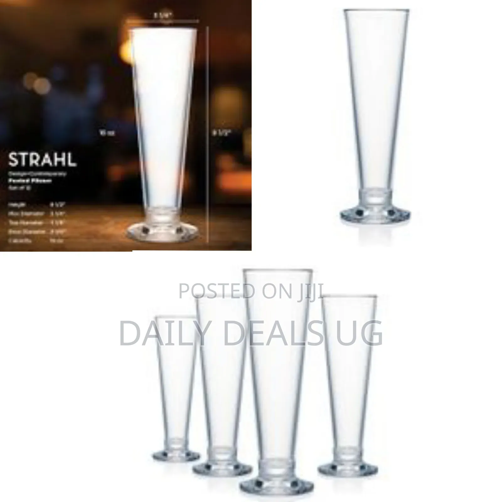 6 Pieces of Contemporary Polycarbonate Footed Pilsner Glass