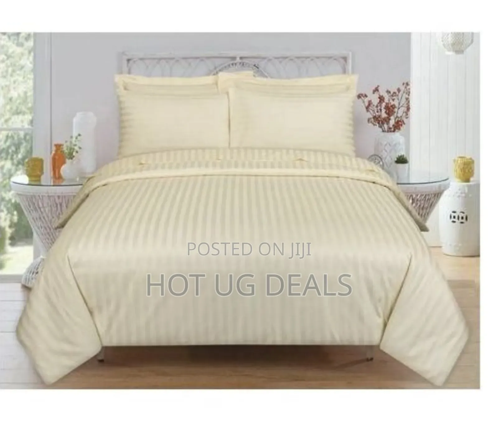5x6 Zipped Strip Duvet Cover Set With 1 Bedsheet And 2 Pillowcases