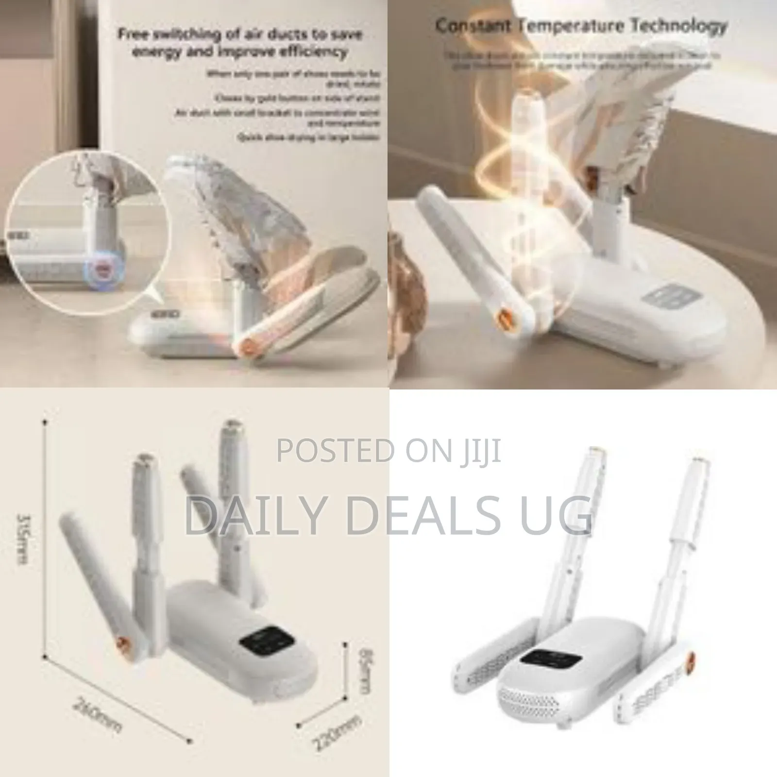 150w Electric Shoe Dryer With Intelligent Timer, 360° Surround Wind