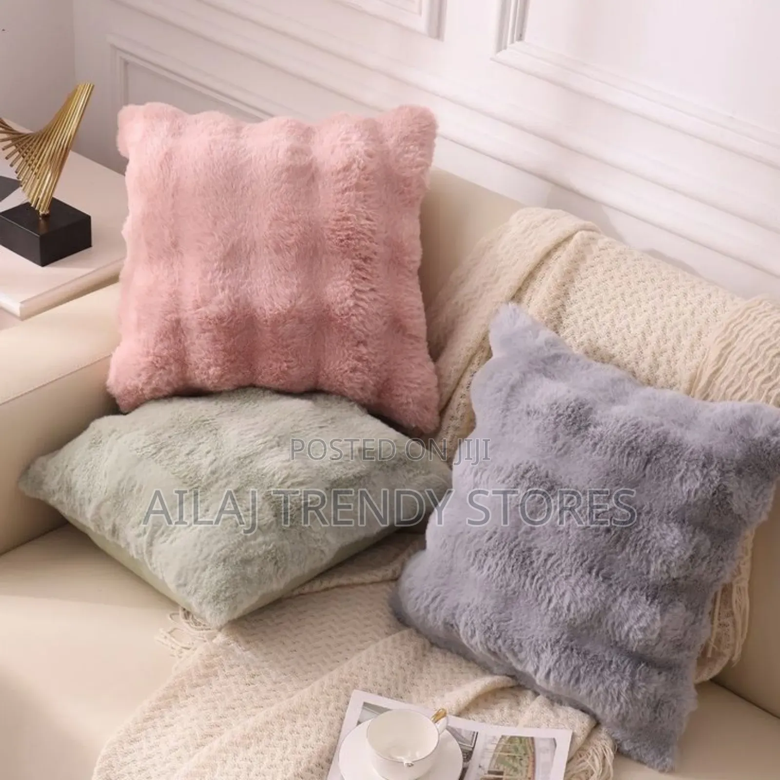 Rabbit Fur Throw Cushions