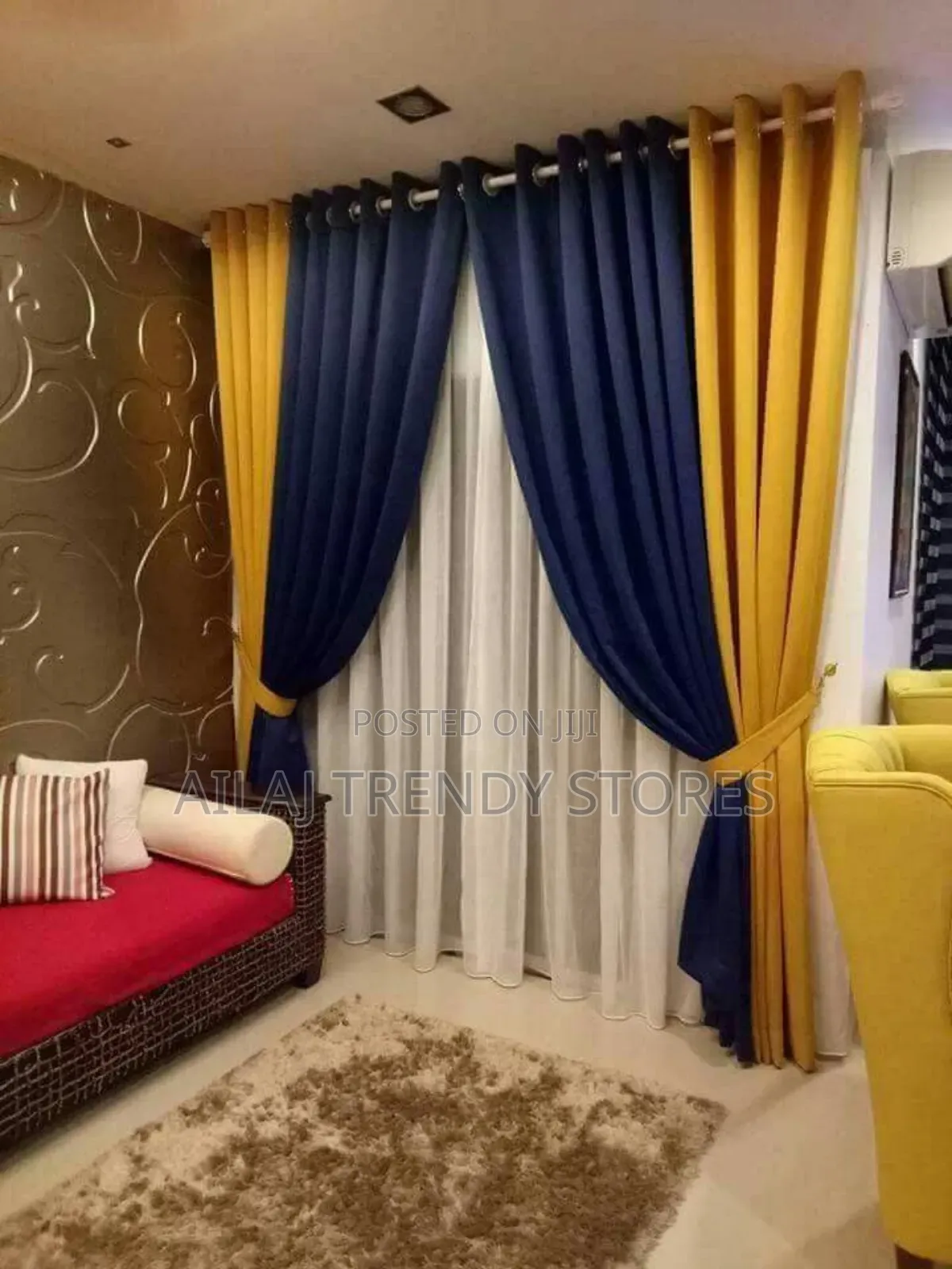 Blue-Yellow Curtains Per Metre