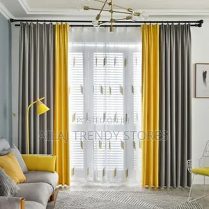Gray-Yellow Curtains Per Metre