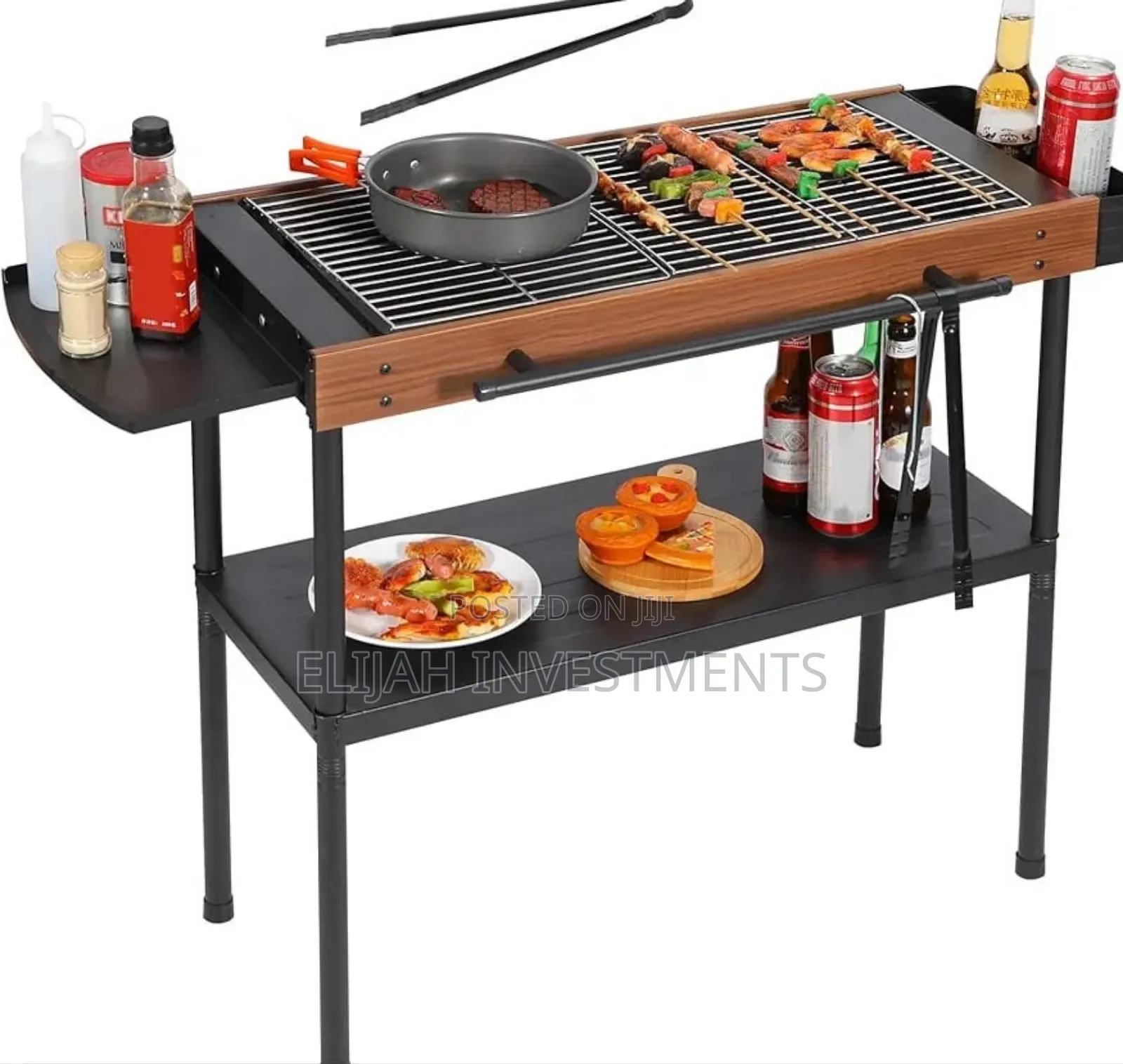 Multifunctional Camping Grill Griddle With Storage Shelf