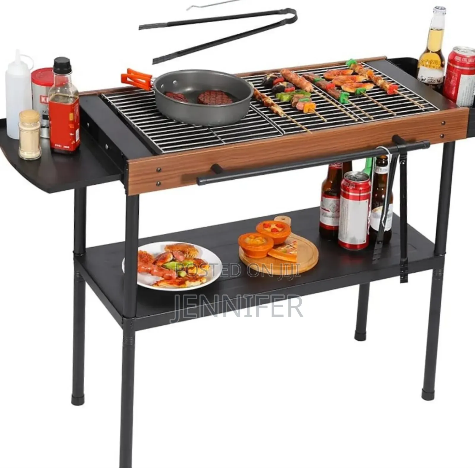 Multifunctional Camping Grill Griddle With Storage Shelf