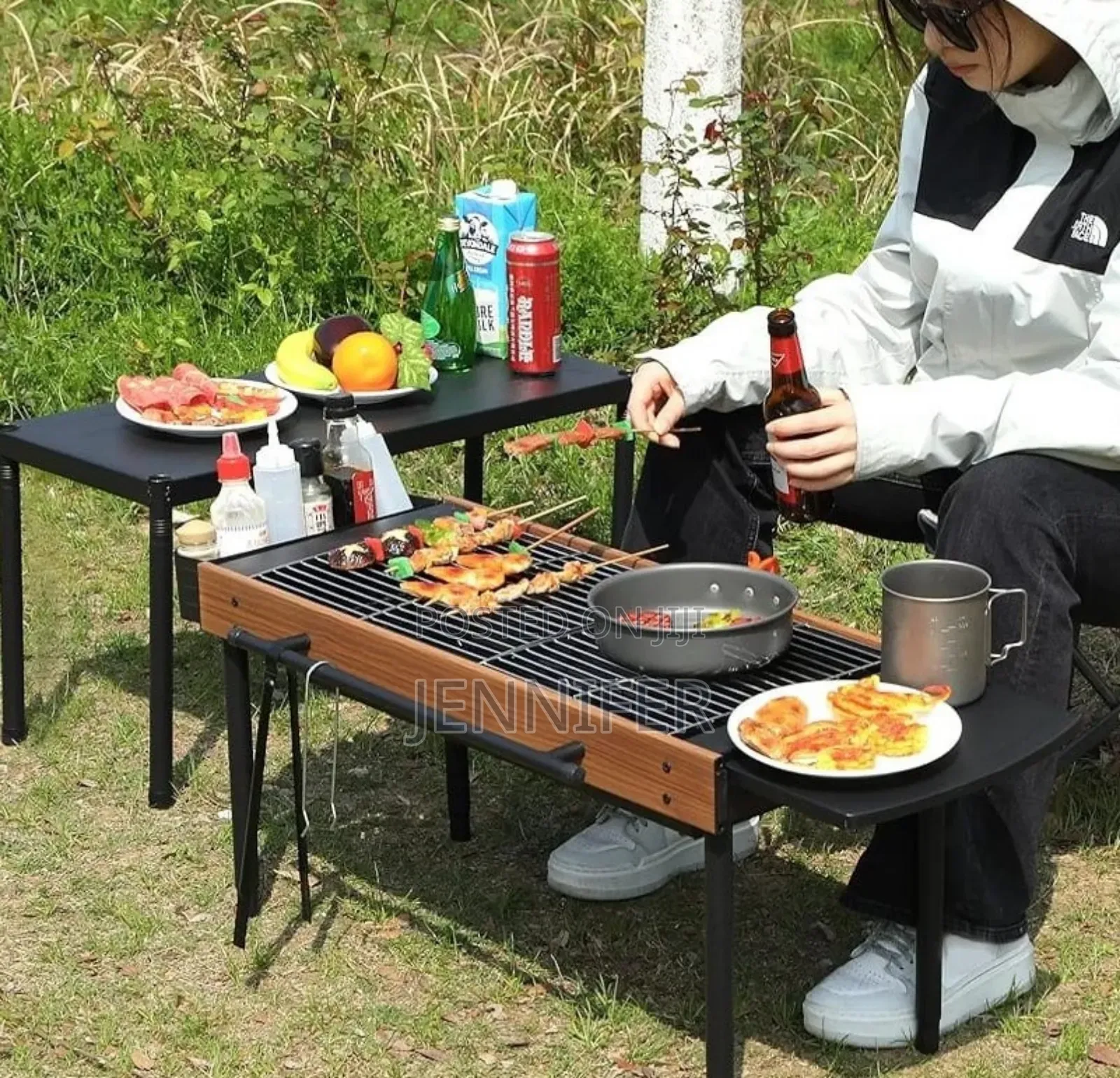 Multifunctional Camping Grill Griddle With Storage Shelf