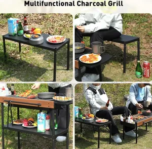 Multifunctional Camping Grill Griddle With Storage Shelf