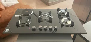 90cm by 60cm Iqra Hard Black Glass 4+1 Burner Built in Hobs at Discount