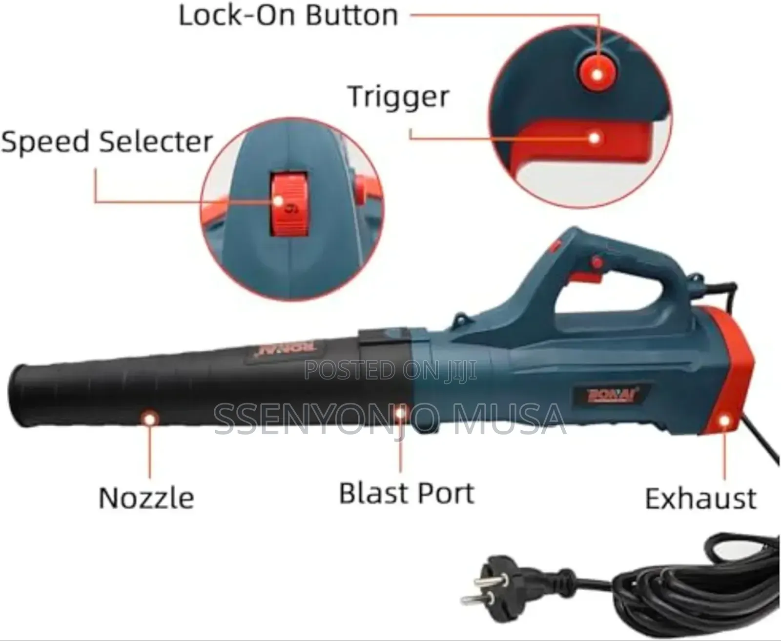 Bonai 3800w Electric Leaf Blower Dust Blower – Corded 240v Handheld.