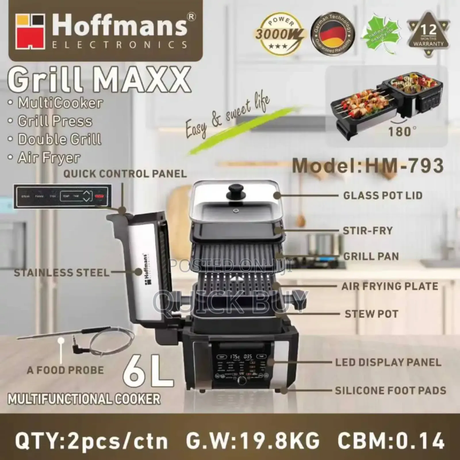 Hoffmans Grill Maxx (Model: Hm-793) Multifunctional Cooker.