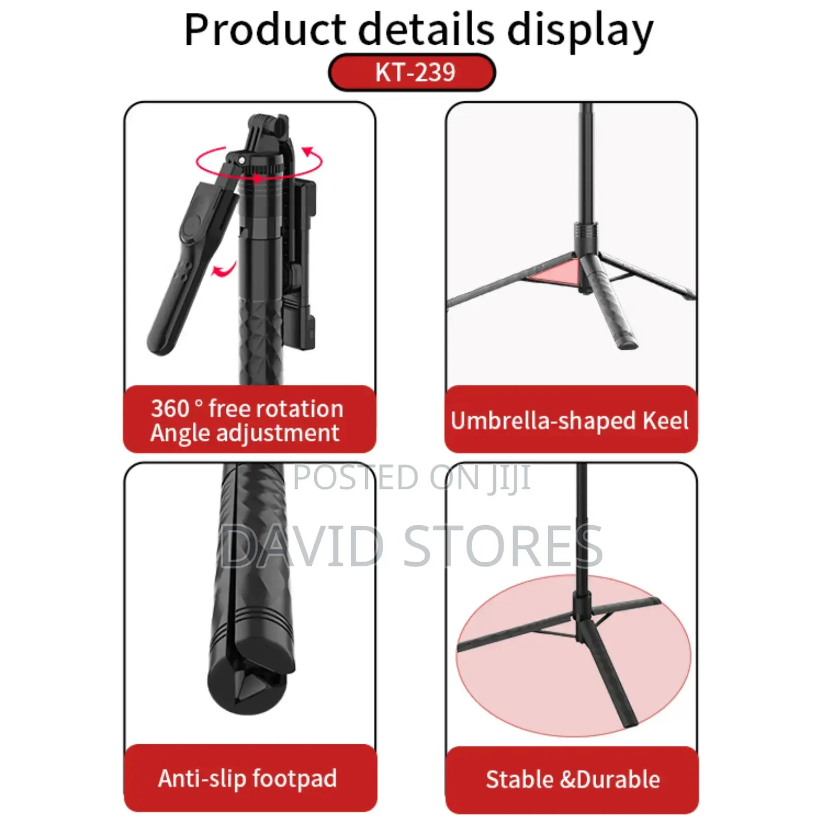 Jmary Kt-239 – 2-in-1 Selfie Stick Tripod Stand