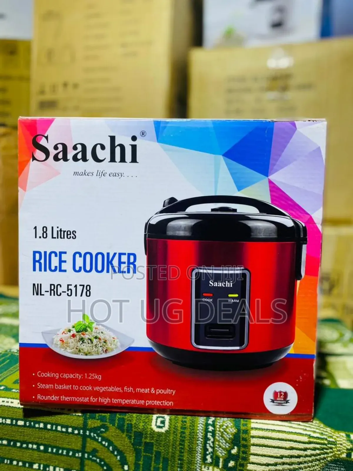 Saachi 1.8l Rice Cooker With Steaming Feature - Red