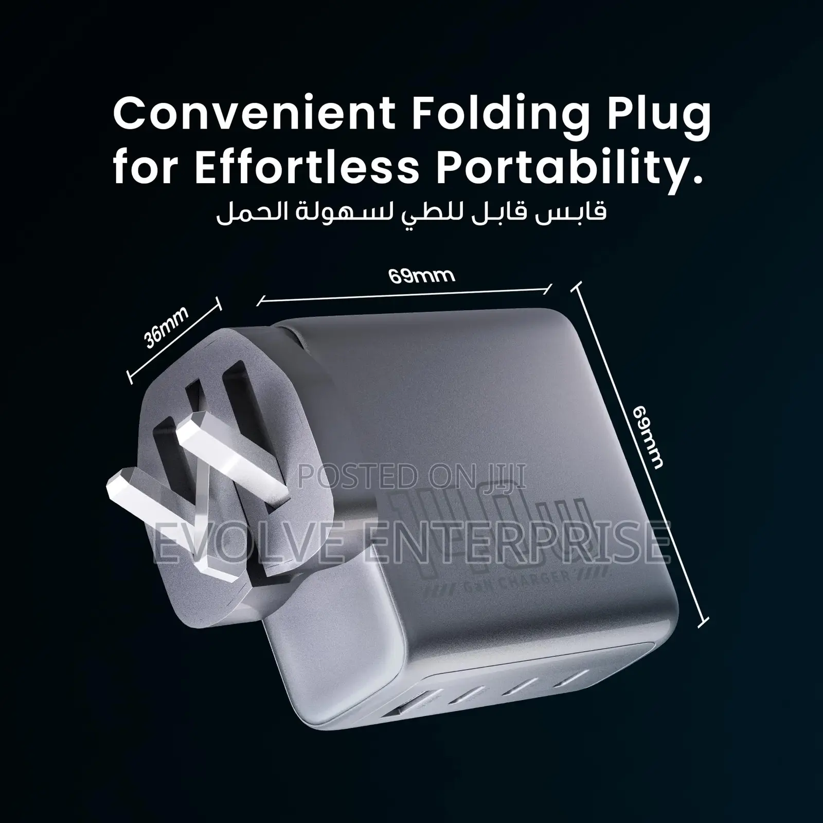 Powerology Pd 140w Usb C Charger, Smart TFT Display, Laptop Charger