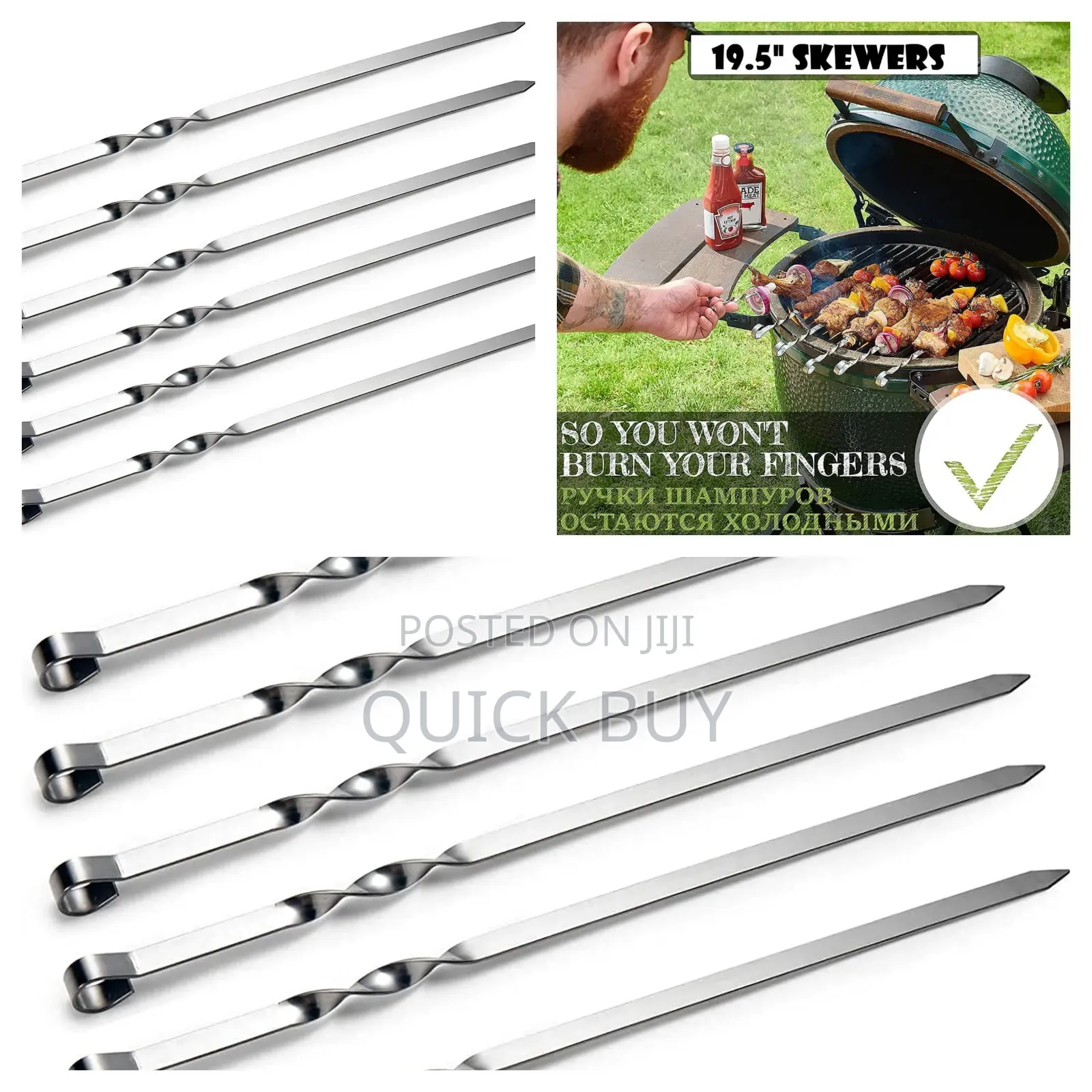 6pcs Stainless Steel BBQ Skewers