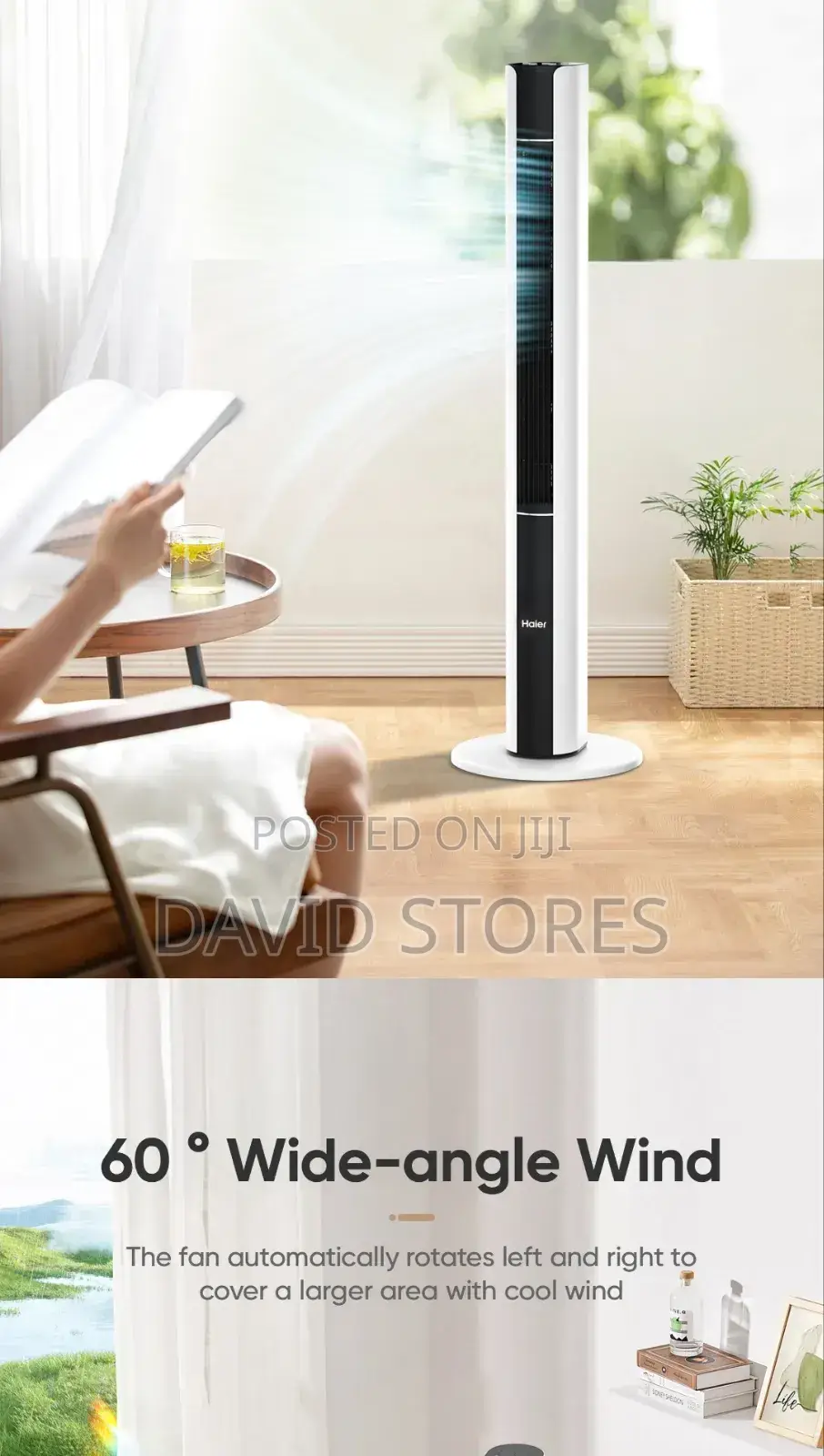 Haier Smart Home Tower Fan – Sleek Powerful Cooling Fan
