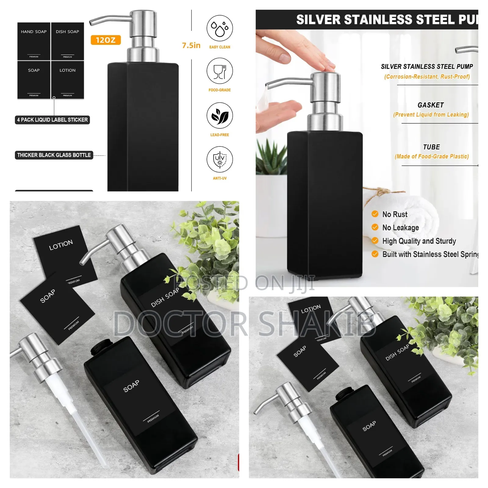 2pcs Ceramic Hand and Dish Soap Dispenser Set