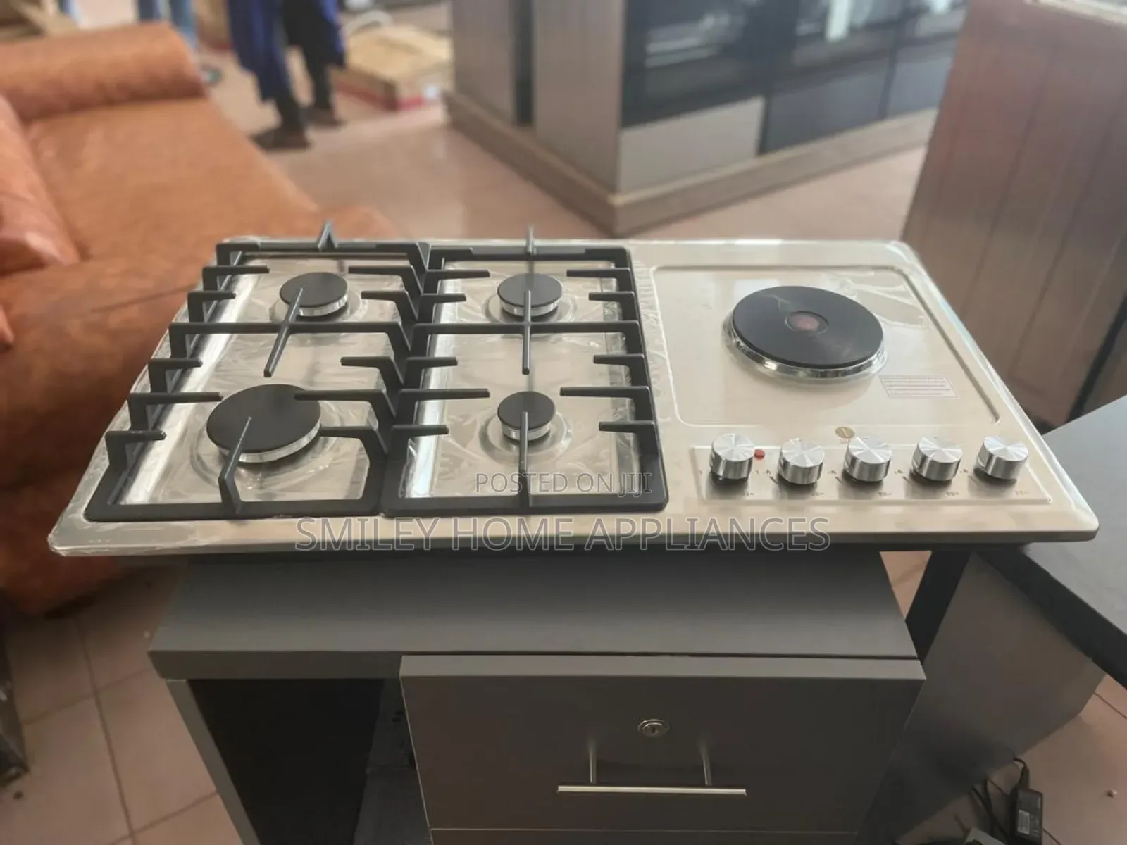 90cm by 60cm Stainless Steel Iqra Built in 4 Gas and 1 Electric Burner