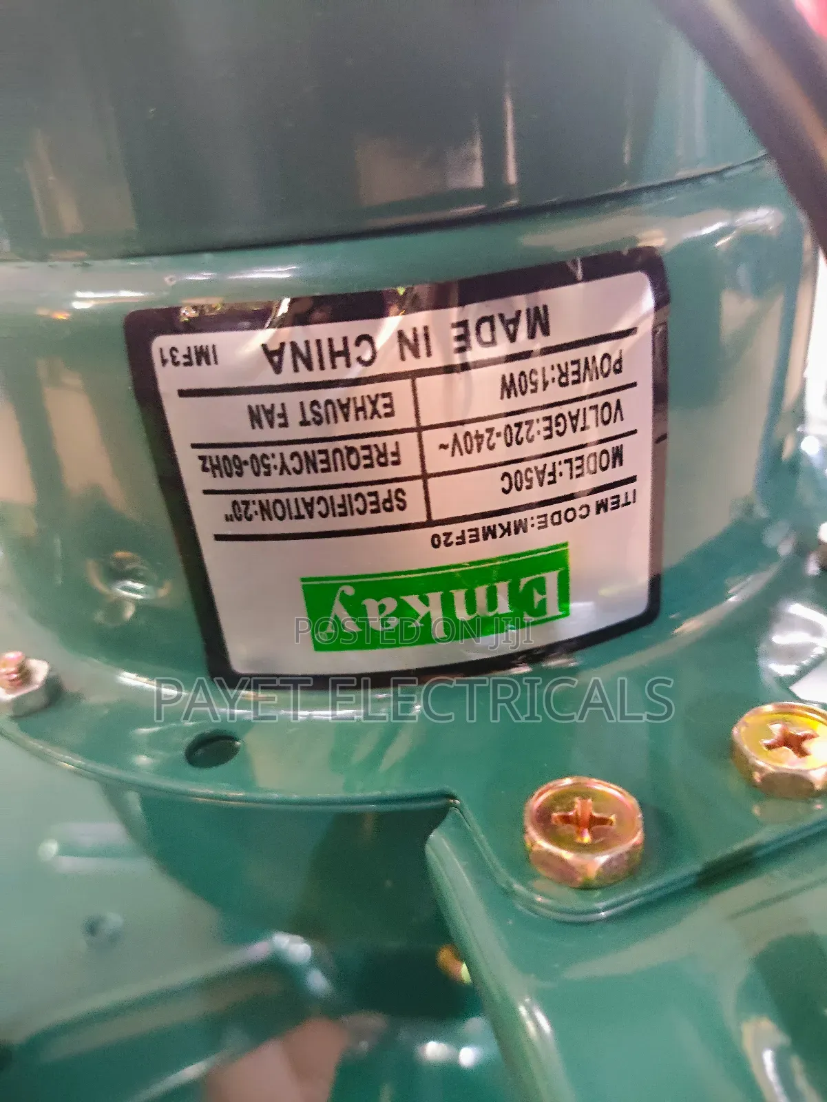 20inch Exaust Fan for Emkay Green