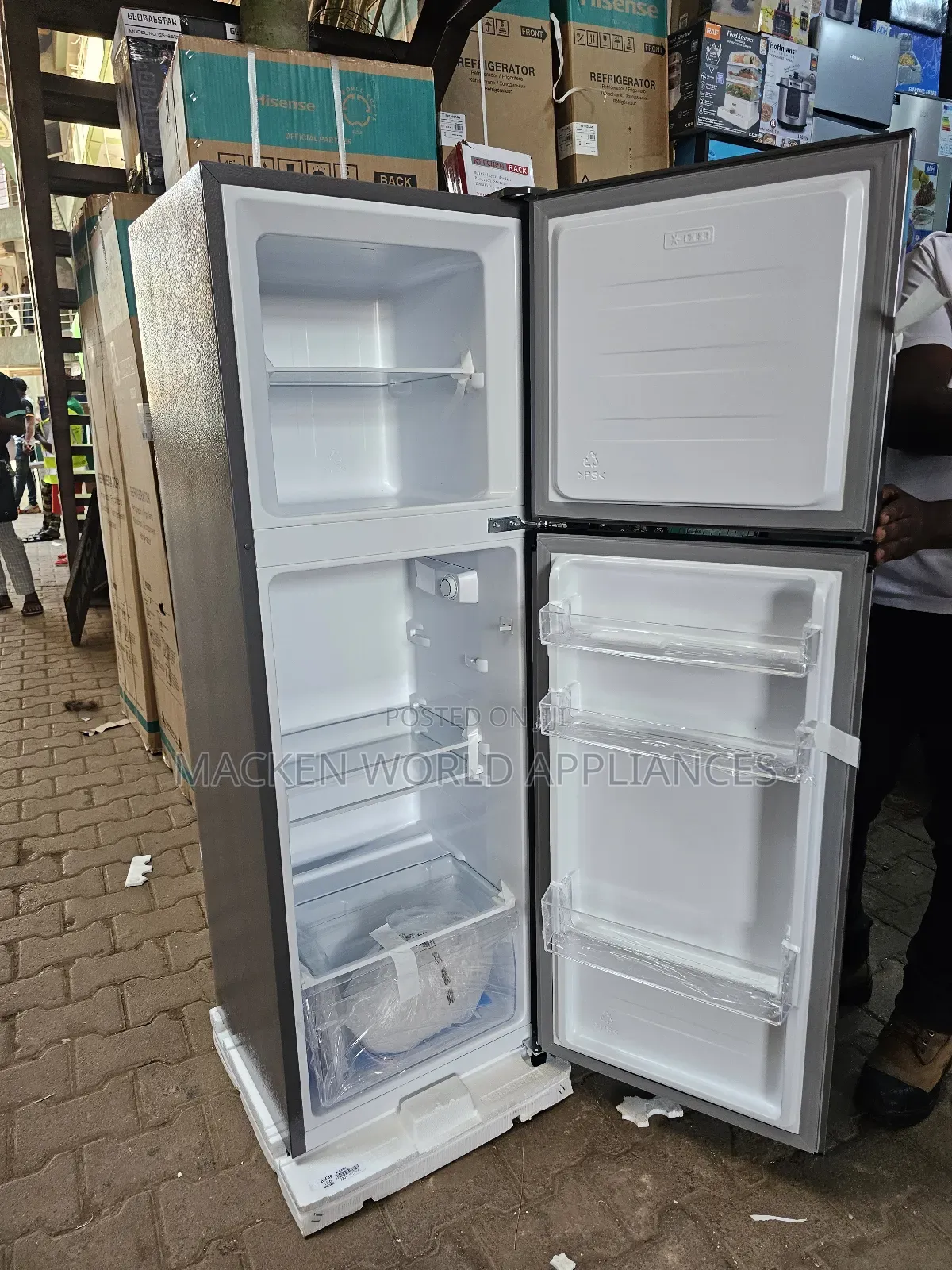 Hisense 200 Liters Rd20dr Double Door Refrigerato Silver 3yrs Wrnty
