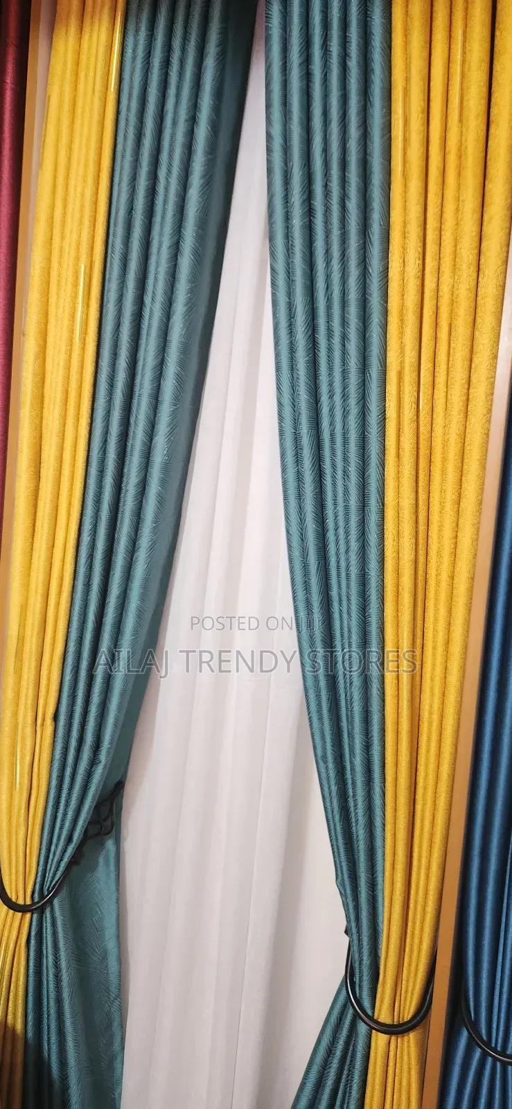 Green-Yellow Curtains Per Metre