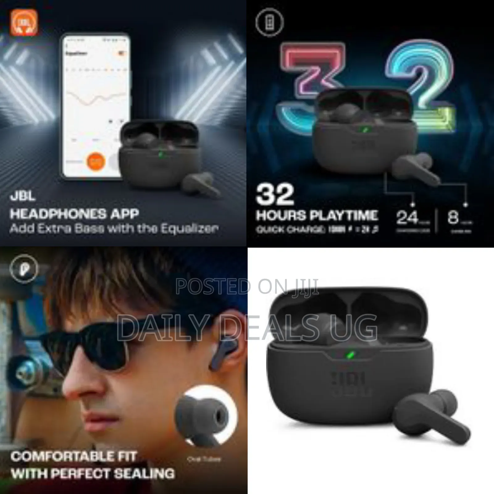 JBL Wave Beam True Wireless Earbuds, Deep Bass,Comfort Fit, 32h
