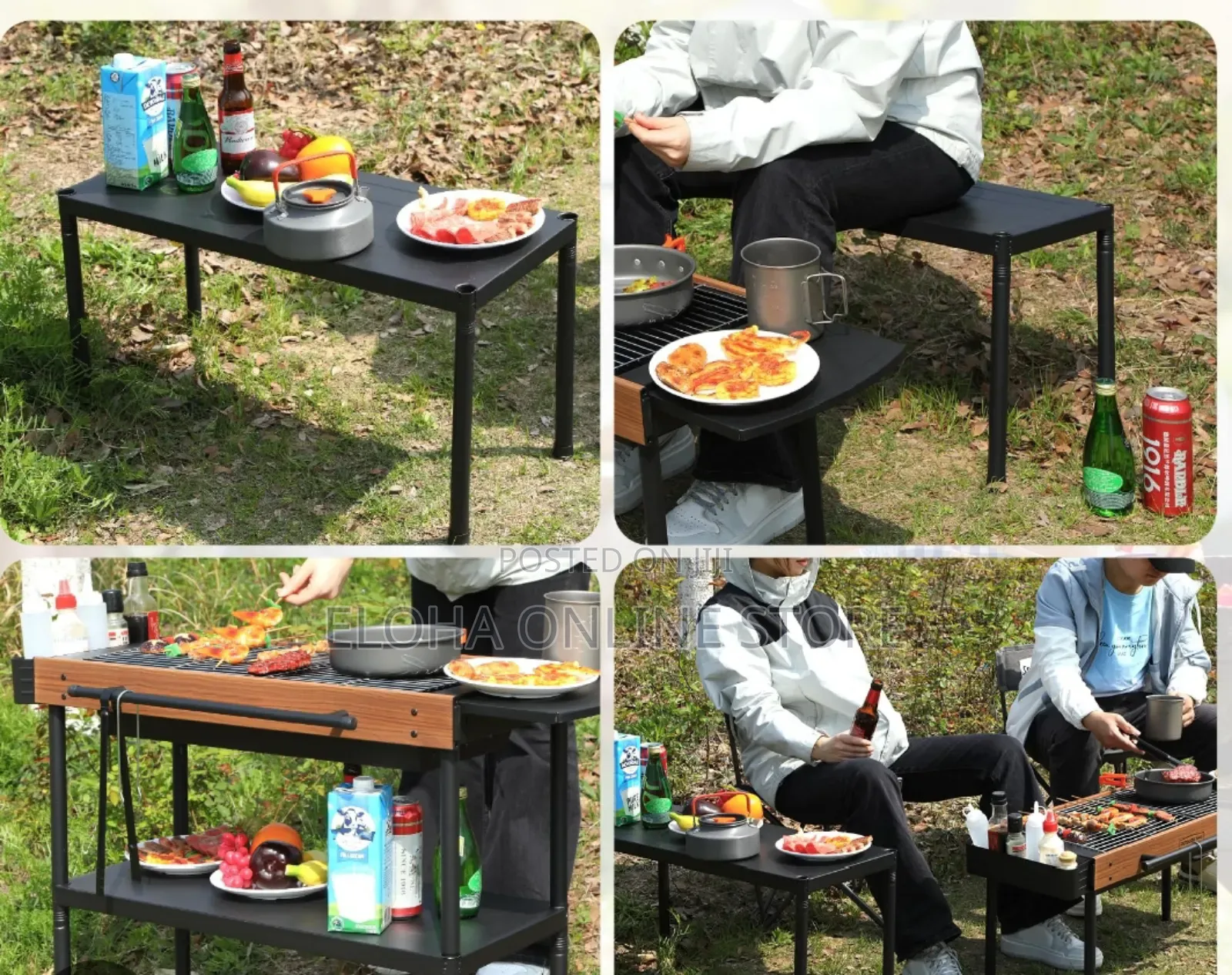 Multifunctional Camping Grill Griddle With Storage Shelf