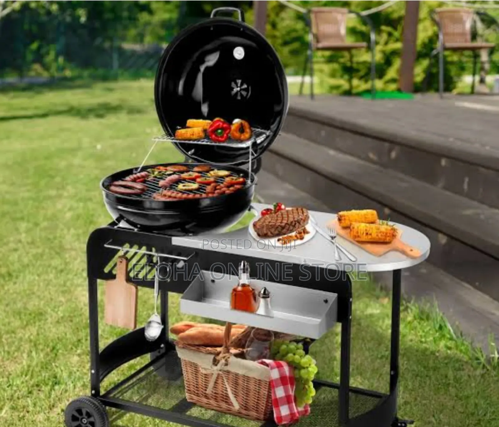 Multifunctional Camping Grill Griddle With Storage Shelf