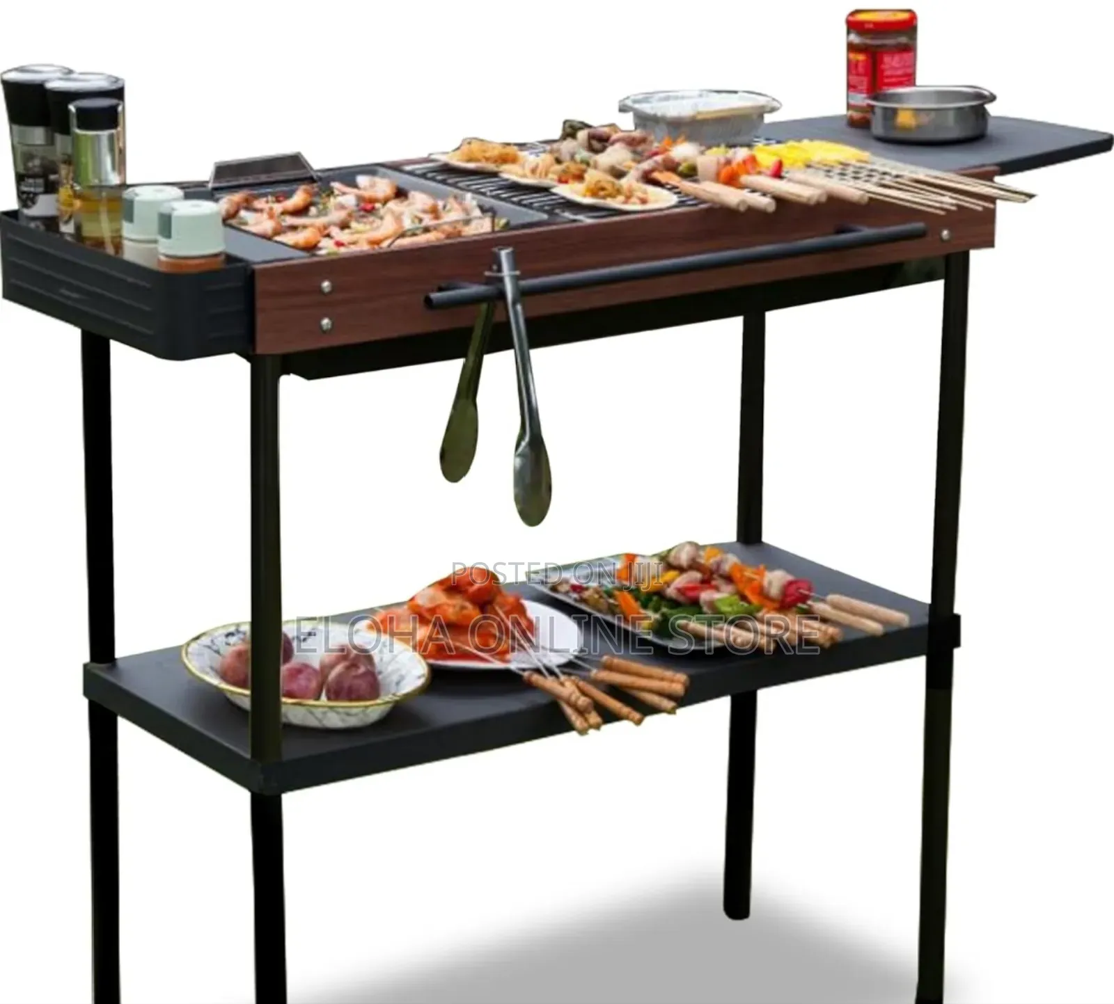 Multifunctional Camping Grill Griddle With Storage Shelf