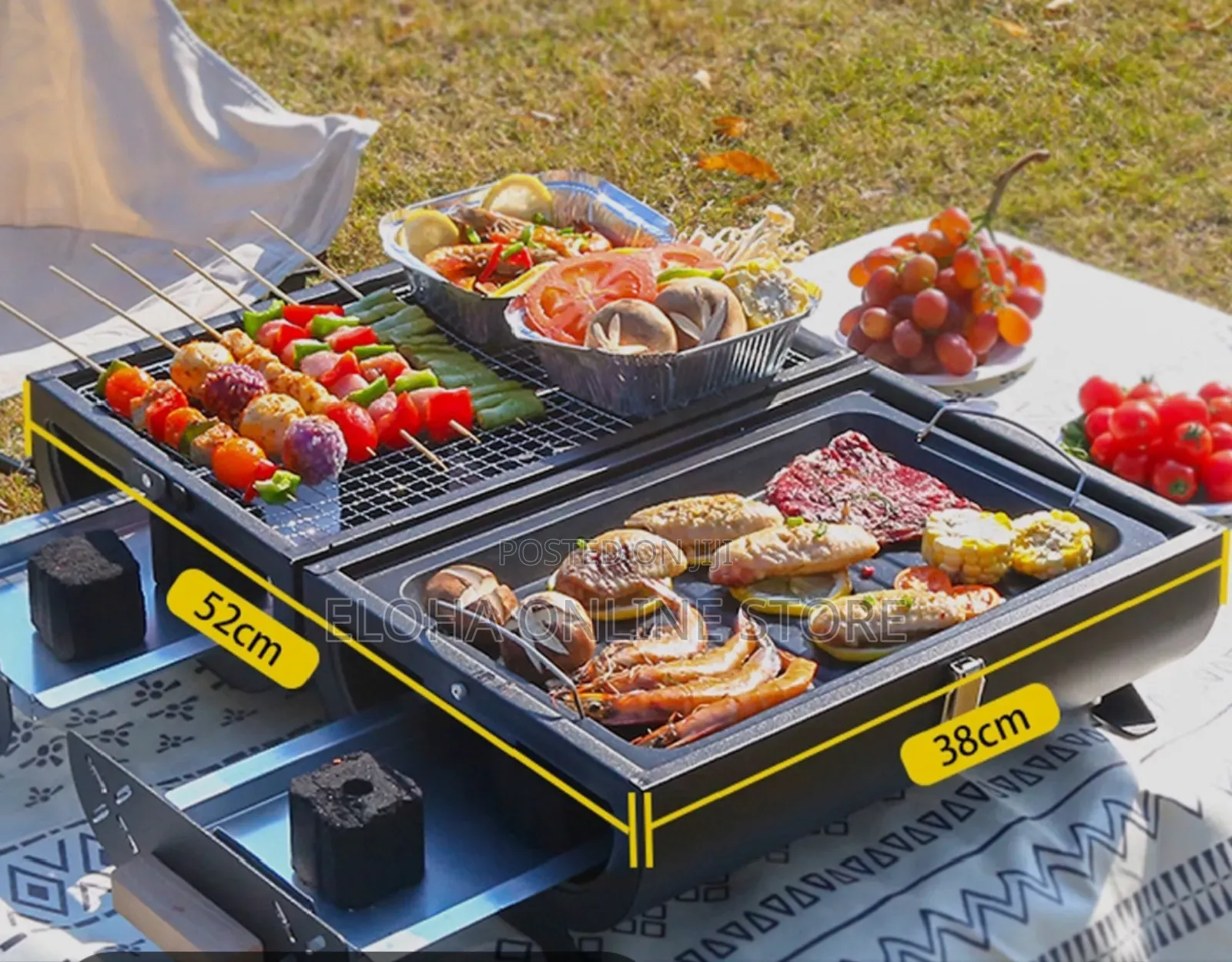 Portable, Double-sided Charcoal Barbecue Grill