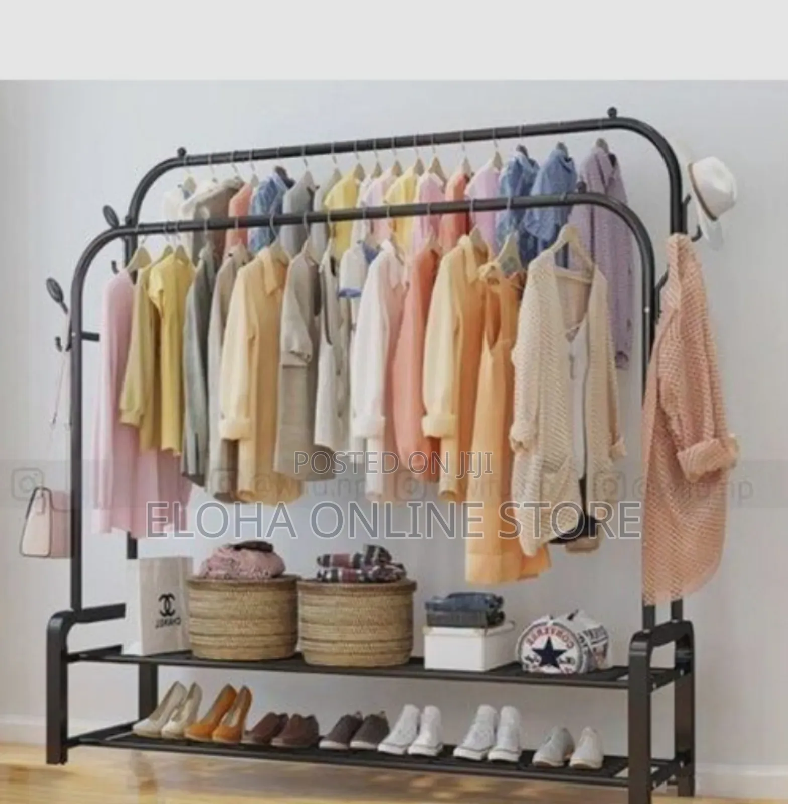 Multilayer Clothesline Indoor Simple Drying Rod Tree Hat Hanger Holder