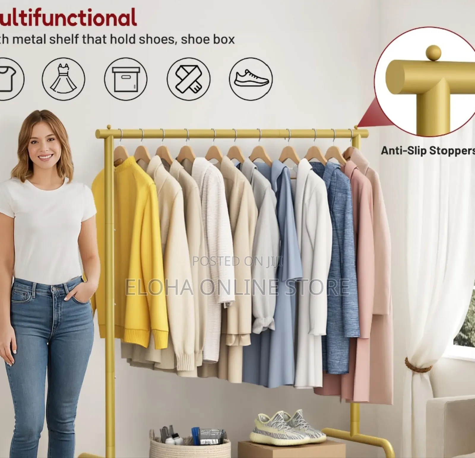 Multilayer Clothesline Indoor Simple Drying Rod Tree Hat Hanger Holder