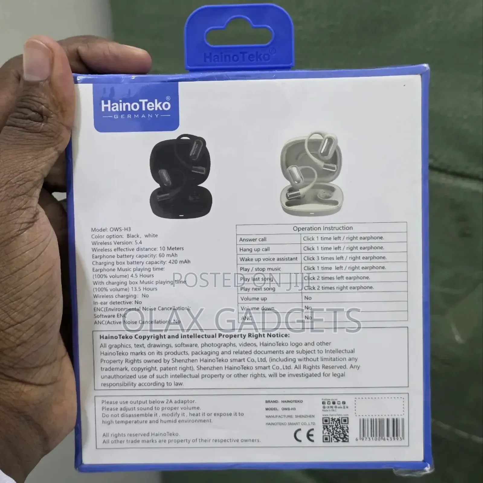 Hainoteko Germany Open Fit Ows-H3 Earphones