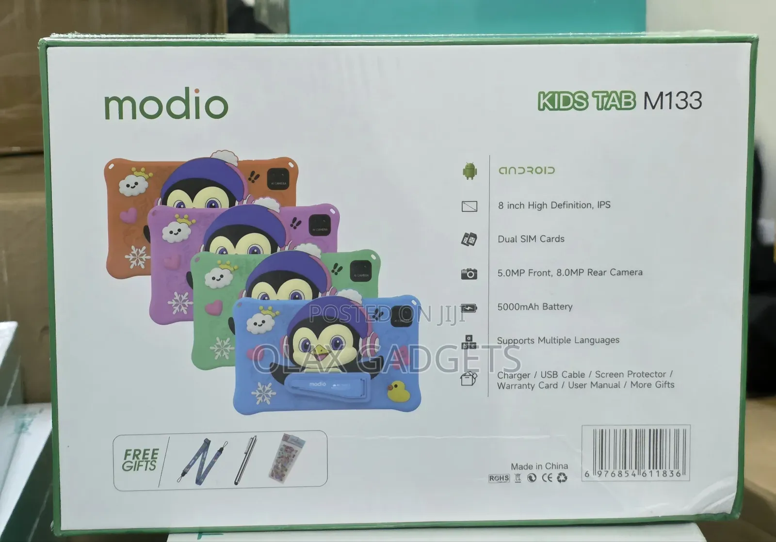Modio M133, 8 Inches Simcard Kids Tablet With Protective Case 512gb
