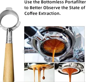Coffee Portafilter With A Wooden Handle.