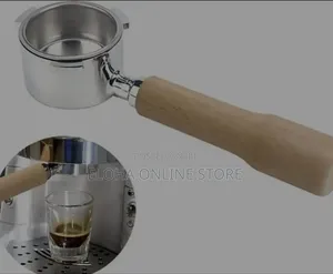 Coffee Portafilter With A Wooden Handle.