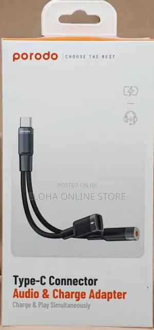 Porodo Type-c Connector Audio Charge Adapter