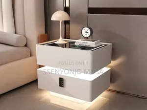 Smart Led Bedside Table With Wireless Charging, Bt Speaker Lock