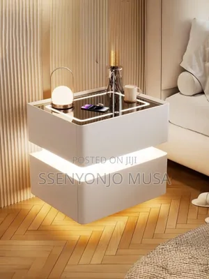 Smart Led Bedside Table With Wireless Charging, Bt Speaker Lock