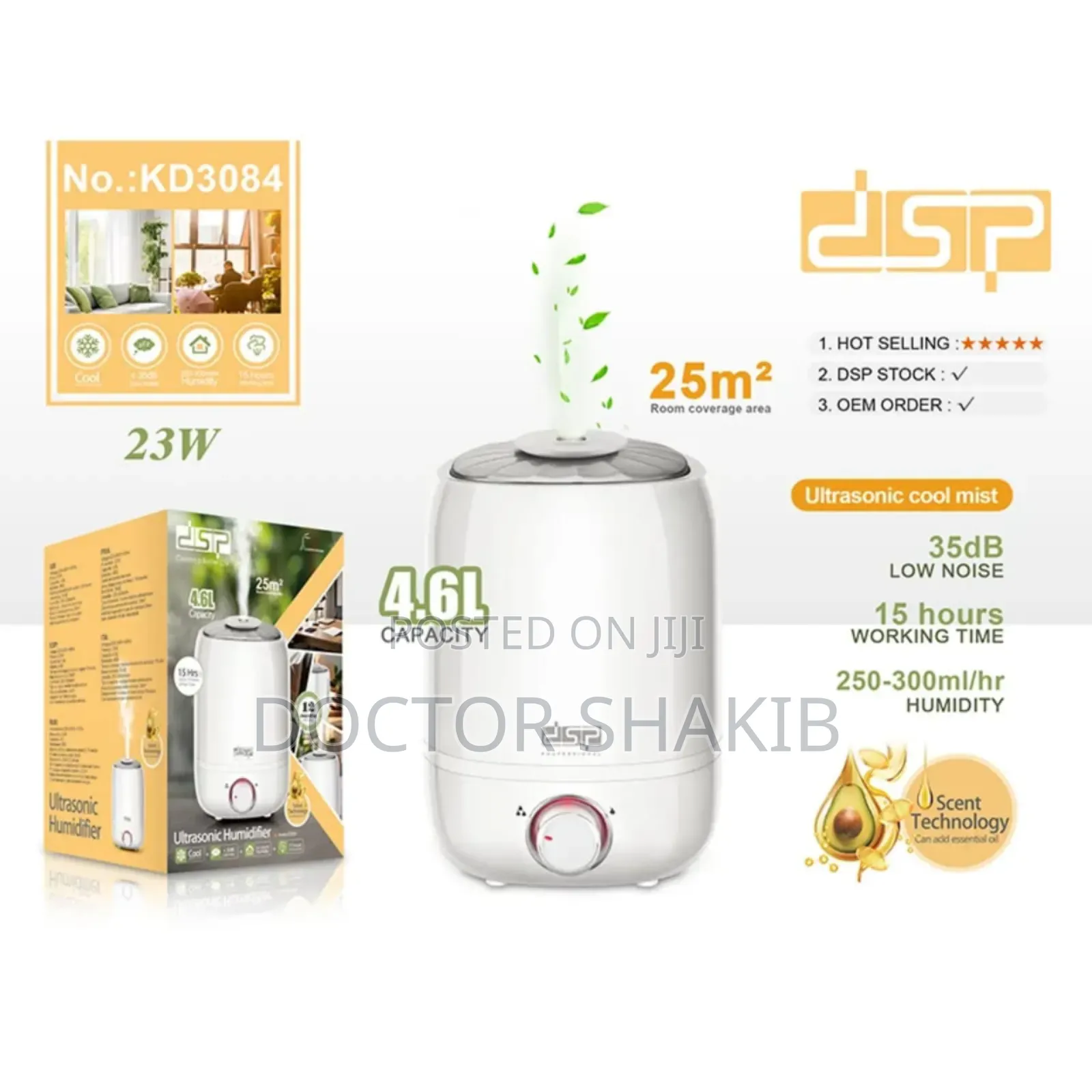 DSP Ultra Sonic Humidifier 23w, 4.6l